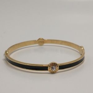 Coach Gold Tone Black Crystal Bangle Bracelet